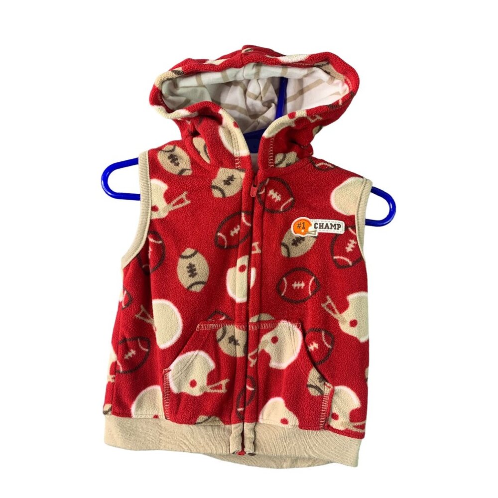 Just One You Carters Boys Infant Baby Fleece hooded vest coat jacket red Brown F